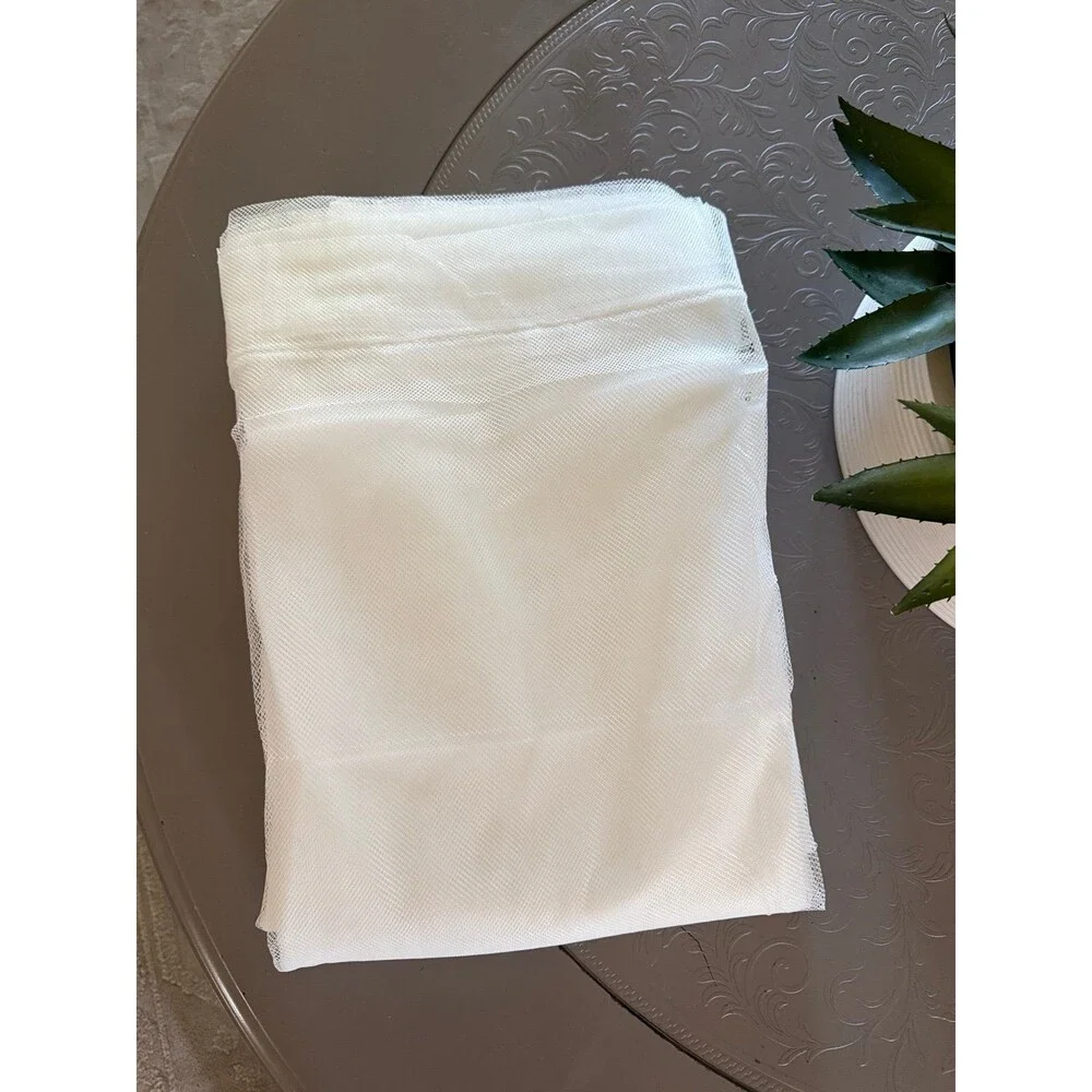 Ikea Sheer Curtains White Rod Pocket Net/Mesh 2 Panels, 98” L x 110” W